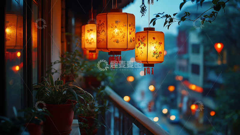 高清大图下载【趣麦麦图】春节花灯新春