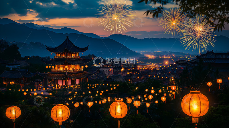 高清大图下载【趣麦麦图】喜庆灯笼花灯