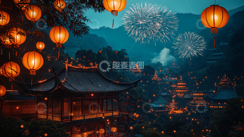 高清大图下载【趣麦麦图】喜庆花灯春节
