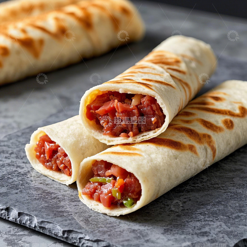高清大图下载【趣麦麦图】生肉卷美味肉卷饼