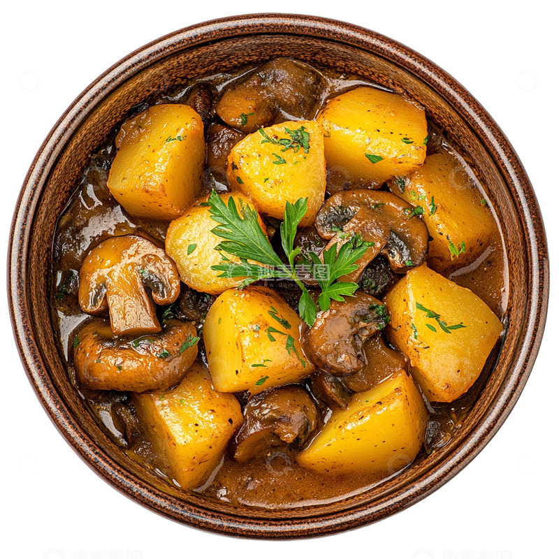 高清大图下载【趣麦麦图】土豆炖蘑菇美食