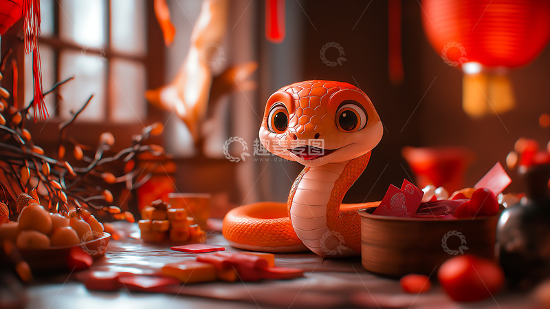 高清大图下载【趣麦麦图】春节可爱蛇年