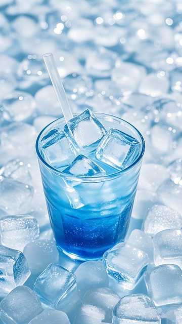 蓝色冰饮夏日清凉图