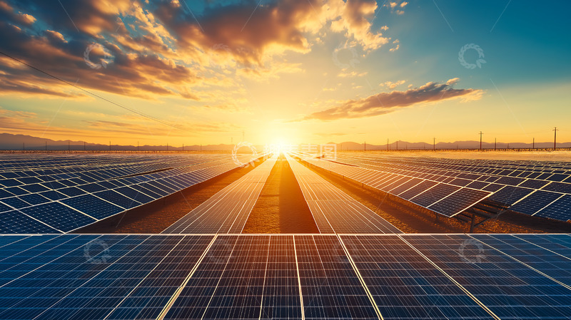 高清大图下载【趣麦麦图】光伏板清洁能源太阳能