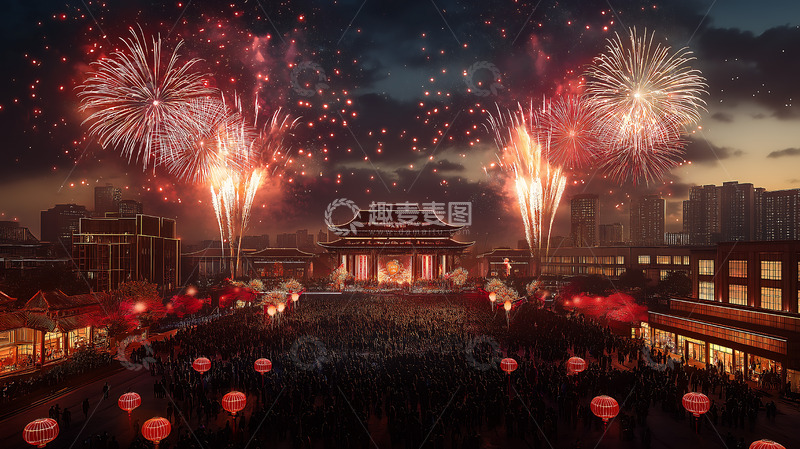 高清大图下载【趣麦麦图】烟花活动春节