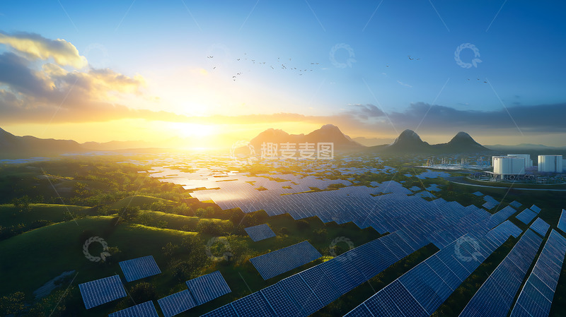 高清大图下载【趣麦麦图】太阳能光伏发电光伏板
