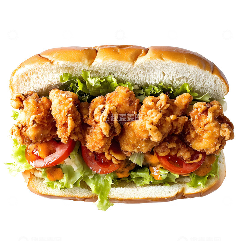高清大图下载【趣麦麦图】炸鸡三明治美味快餐