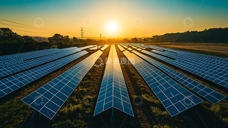 高清大图下载【趣麦麦图】太阳能光伏板清洁能源