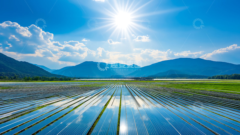 高清大图下载【趣麦麦图】太阳能清洁能源光伏板