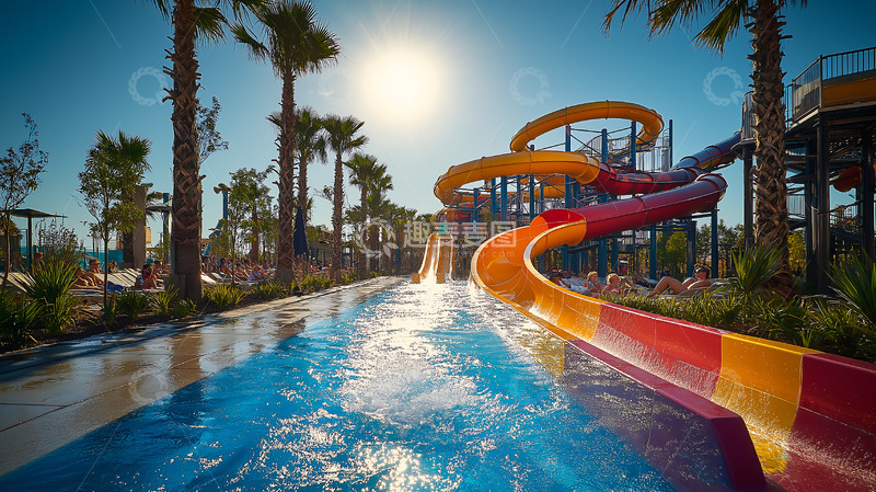 高清大图下载【趣麦麦图】设施水滑梯水上乐园