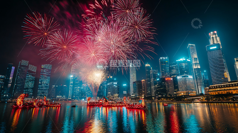 高清大图下载【趣麦麦图】夜景江景春节