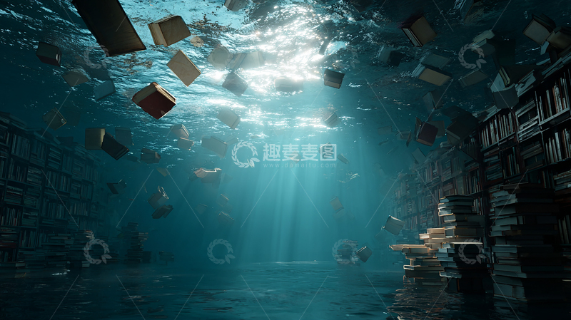 高清大图下载【趣麦麦图】水下奇幻书海