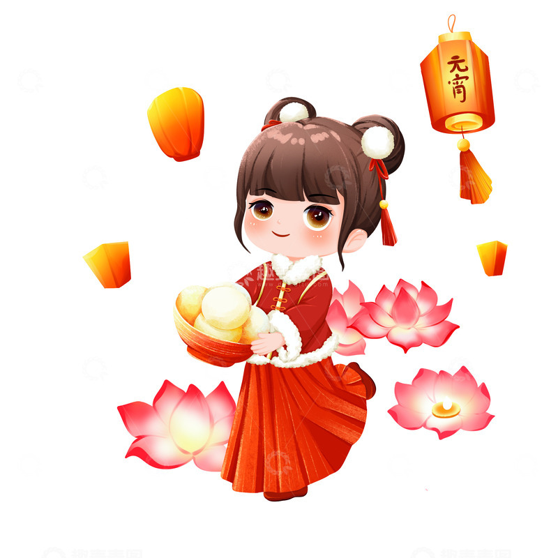 源文件下载【趣麦麦图】元宵节人物汤圆插画
