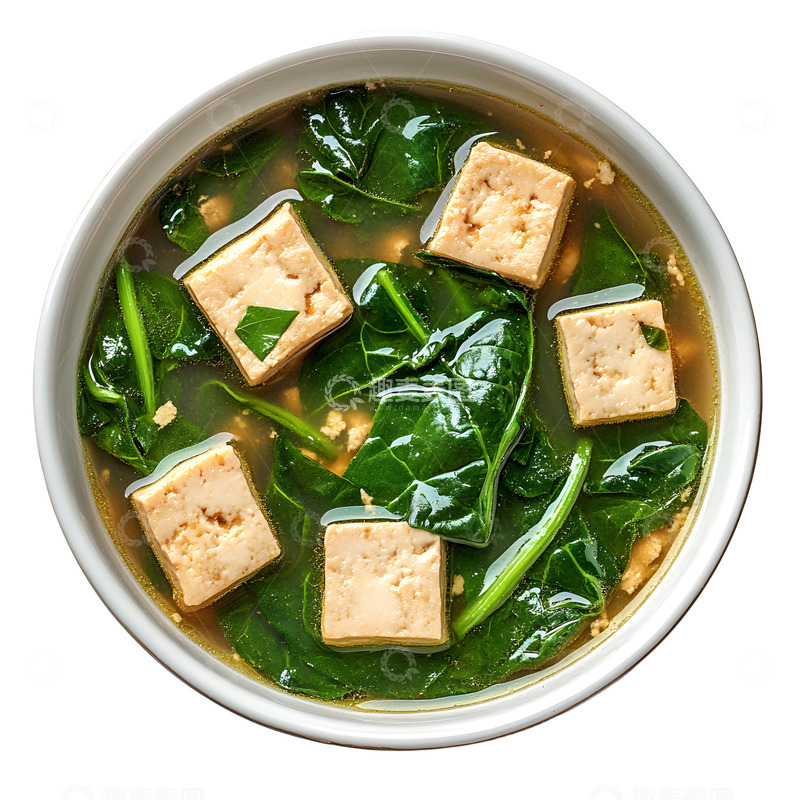 高清大图下载【趣麦麦图】菠菜豆腐汤美味