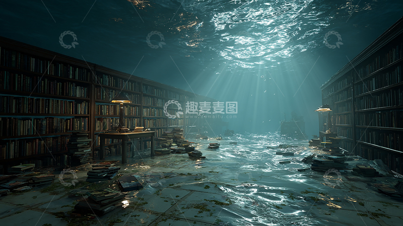 高清大图下载【趣麦麦图】水下失落的书屋