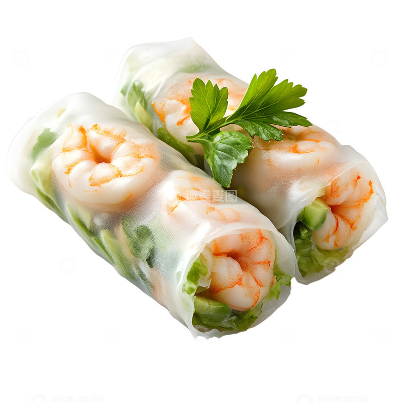 高清大图下载【趣麦麦图】虾肉春卷美味美食
