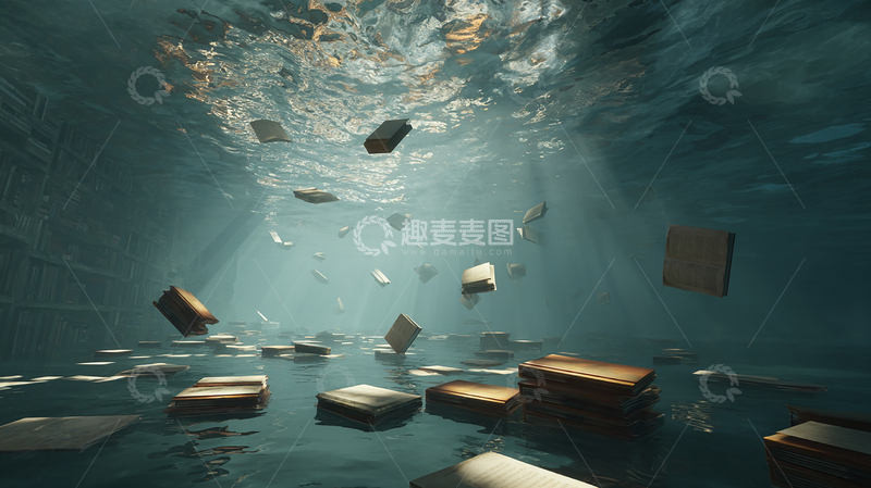 高清大图下载【趣麦麦图】水下书海奇幻景观