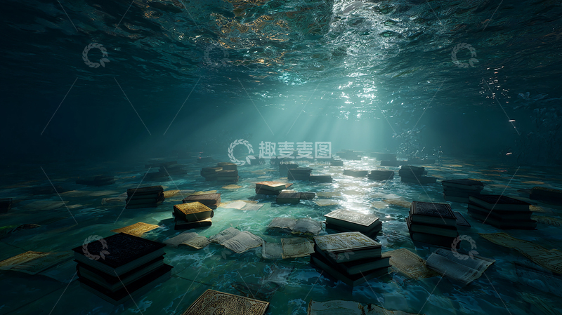 高清大图下载【趣麦麦图】潜入书籍的神秘海底