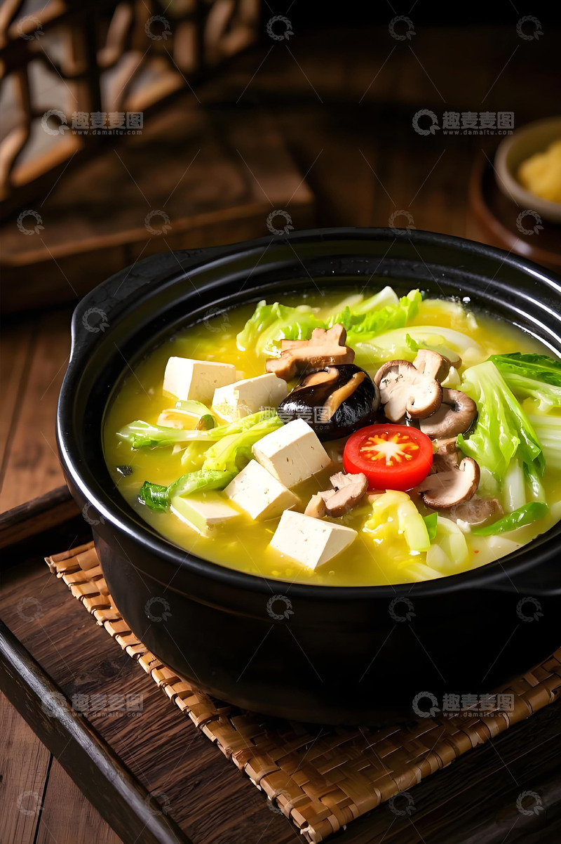 高清大图下载【趣麦麦图】美食摄影白菜豆腐煲