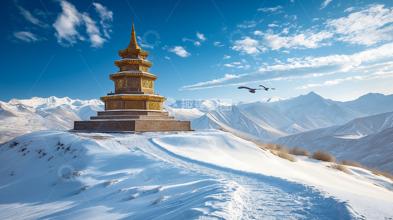 高清大图下载【趣麦麦图】楼阁雪地塔楼