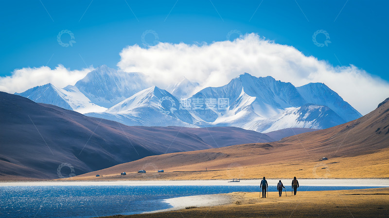 高清大图下载【趣麦麦图】海边自然风光雪山