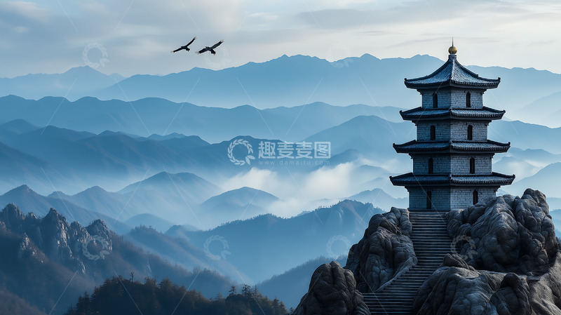 高清大图下载【趣麦麦图】中式塔楼楼阁建筑