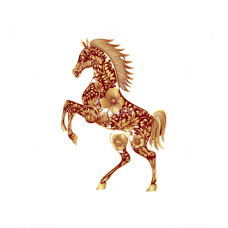 高清大图下载【趣麦麦图】绚丽花纹装饰的马
