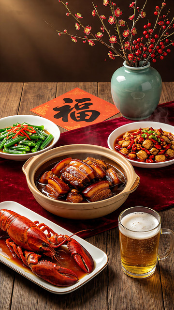 中式年夜饭美食摄影图