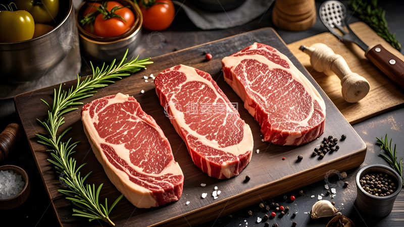 高清大图下载【趣麦麦图】腌制牛肉片与香草搭配