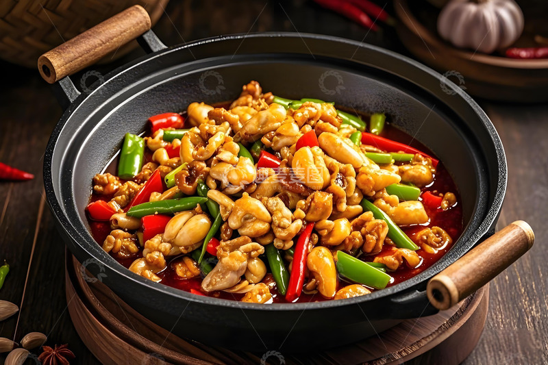 高清大图下载【趣麦麦图】干锅肥肠牛蛙美食摄影