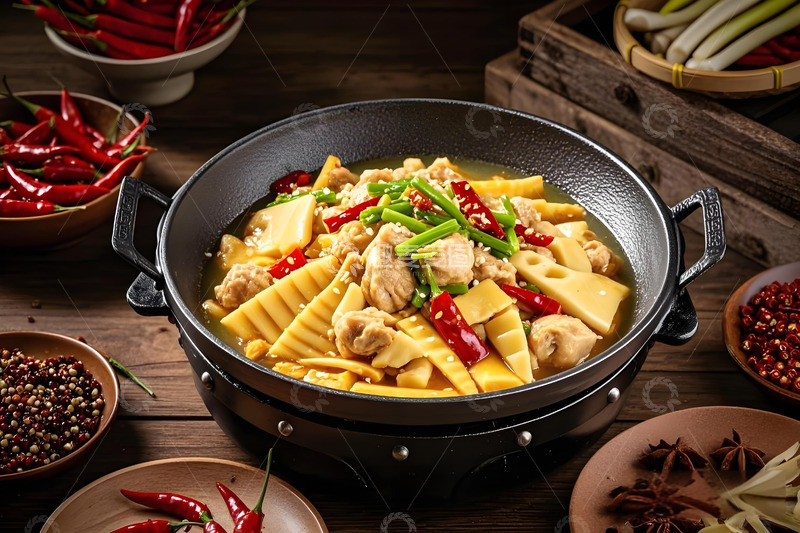 高清大图下载【趣麦麦图】-笋片炖鸡块美食摄影图