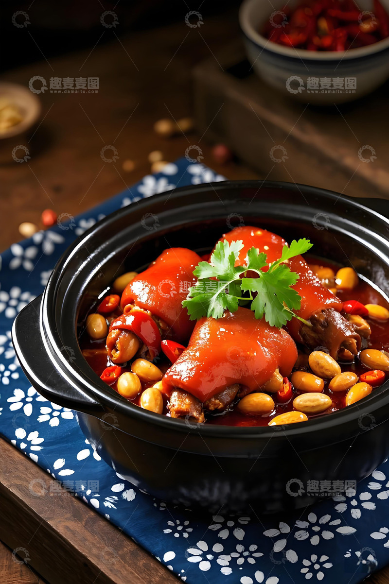 高清大图下载【趣麦麦图】美食砂锅猪蹄煲摄影图