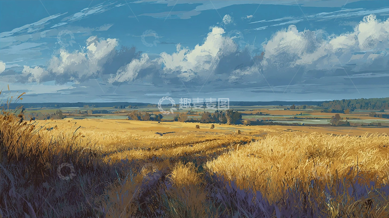 高清大图下载【趣麦麦图】金色麦田的辽阔景象