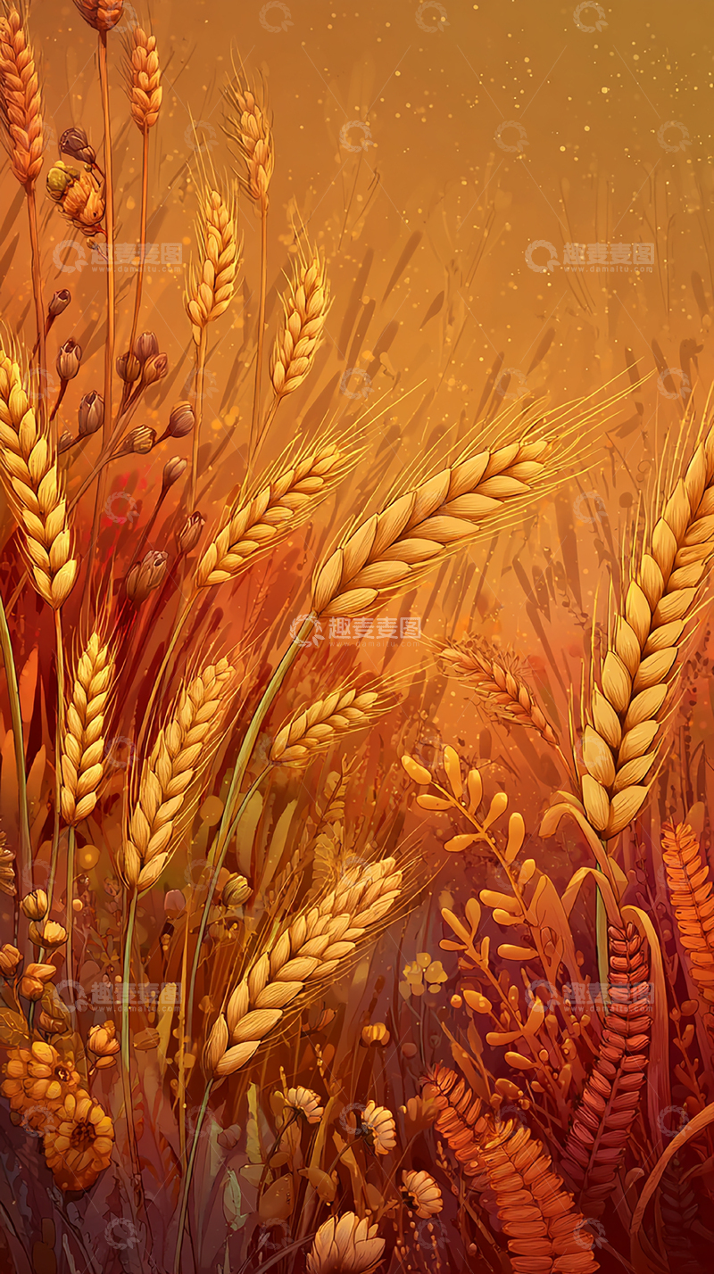 高清大图下载【趣麦麦图】金秋麦田的丰收景象