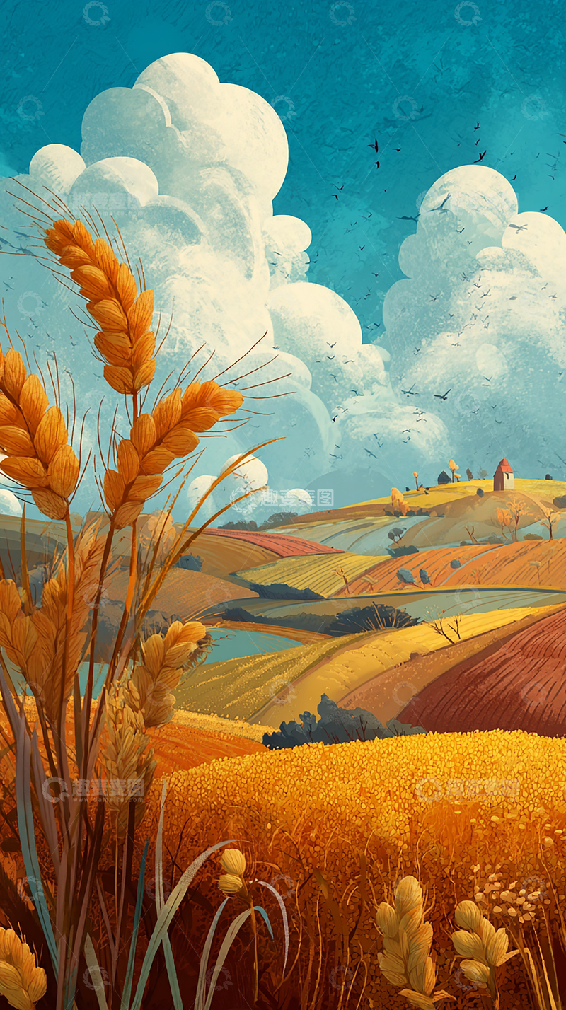 高清大图下载【趣麦麦图】金色麦田与云天交响