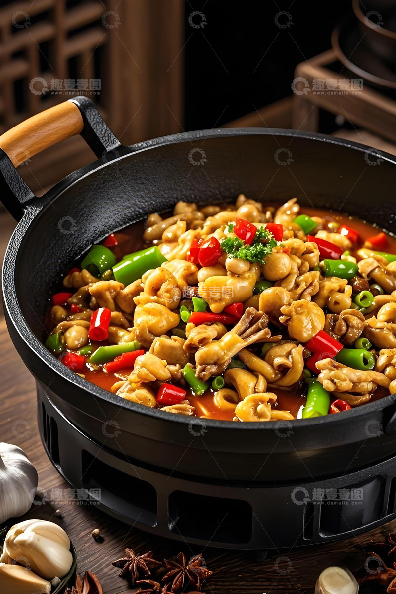 高清大图下载【趣麦麦图】干锅牛蛙肥肠美食摄影