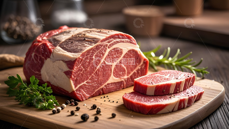 高清大图下载【趣麦麦图】精确烹饪的鲜牛肉牛排
