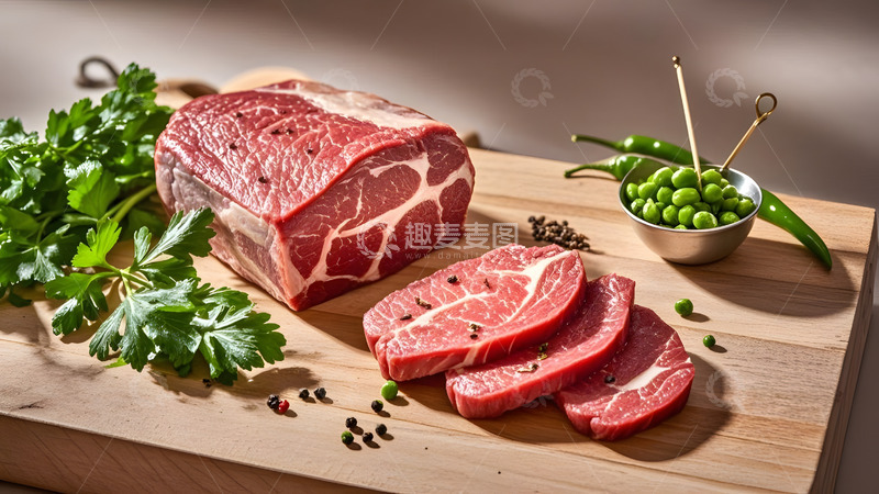 高清大图下载【趣麦麦图】厚切牛排与蔬菜的组合