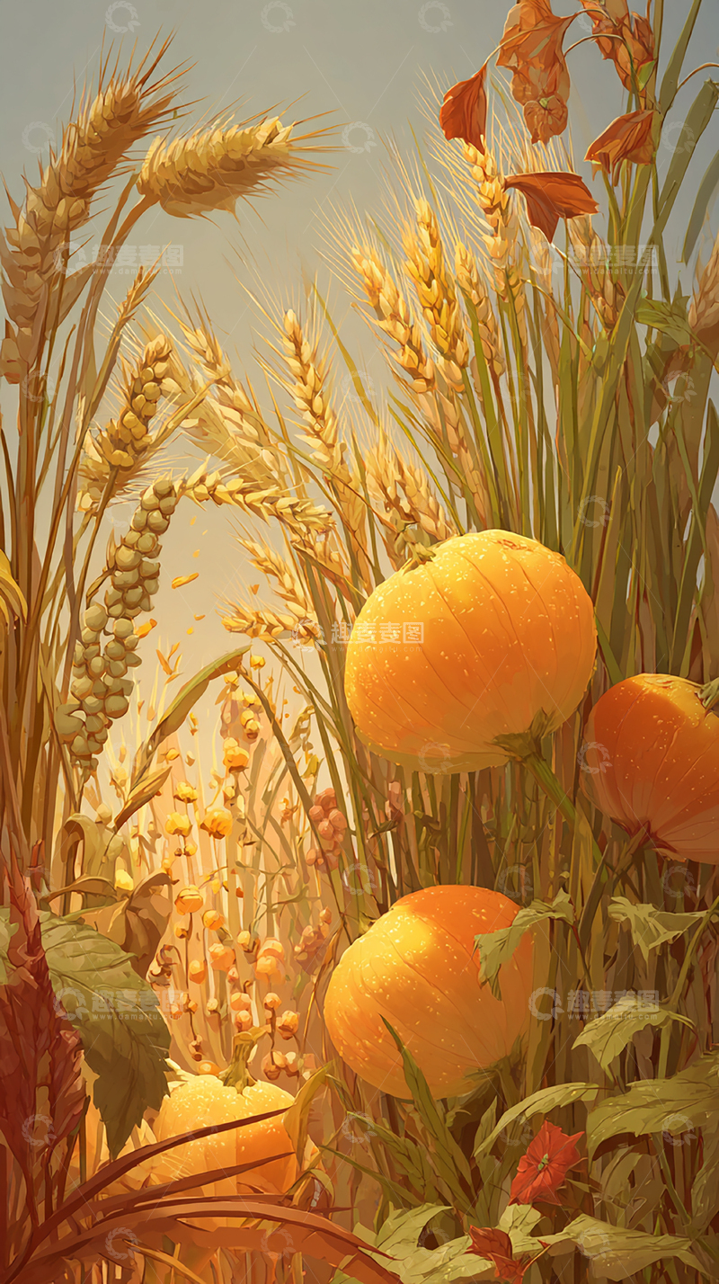 高清大图下载【趣麦麦图】金秋丰收的麦田景象