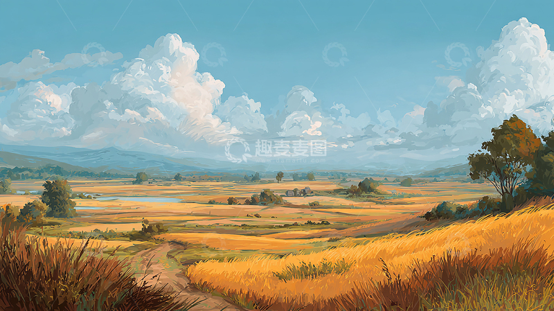 高清大图下载【趣麦麦图】金色麦田的秋日盛景