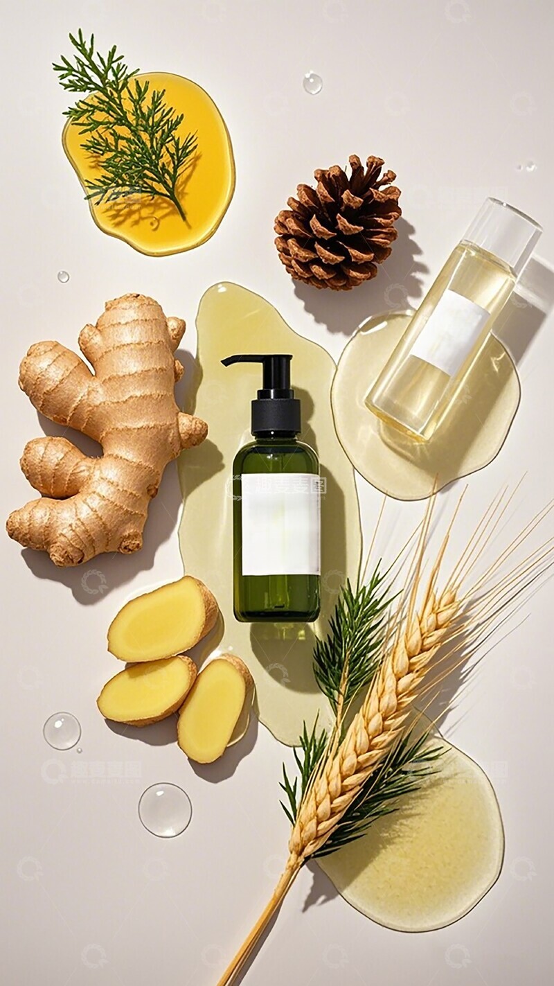 高清大图下载【趣麦麦图】自然草本护肤产品展示