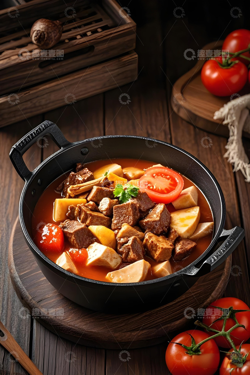 高清大图下载【趣麦麦图】美食摄影蕃茄芋头牛腩煲