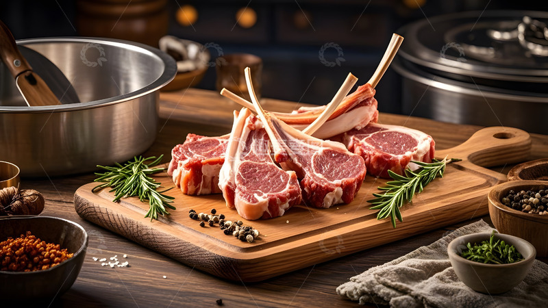 高清大图下载【趣麦麦图】色彩缤纷的羊排美食