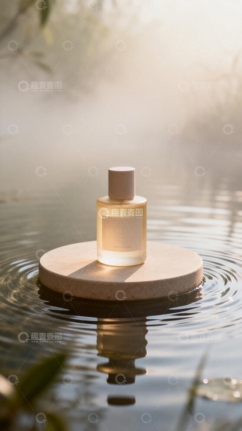 高清大图下载【趣麦麦图】静谧水面香水瓶摄影