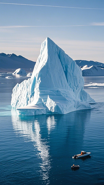 冰山浮海小舟伴