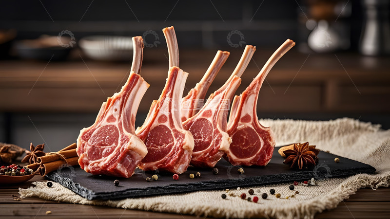 高清大图下载【趣麦麦图】即将烤制的鲜嫩羊排