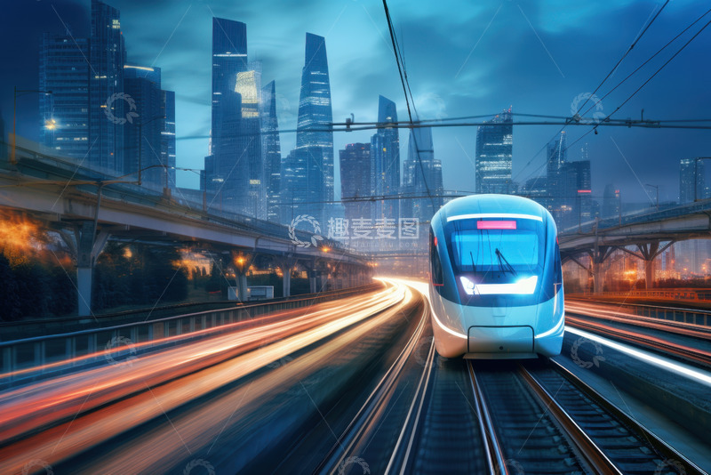 高清大图下载【趣麦麦图】城市里行驶的列车