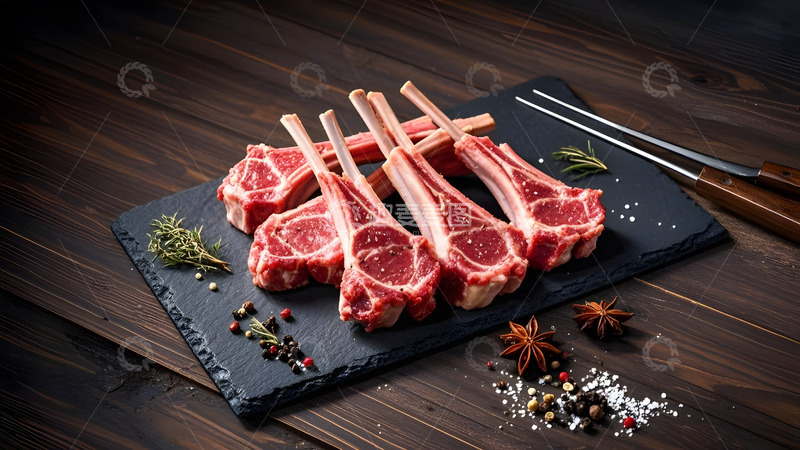 高清大图下载【趣麦麦图】手工切割的羊排