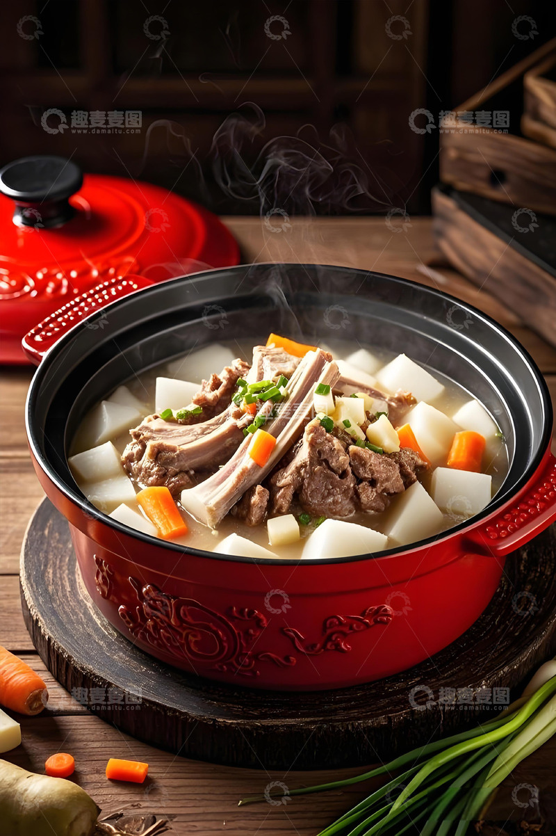 高清大图下载【趣麦麦图】美食摄影之白萝卜炖羊肉