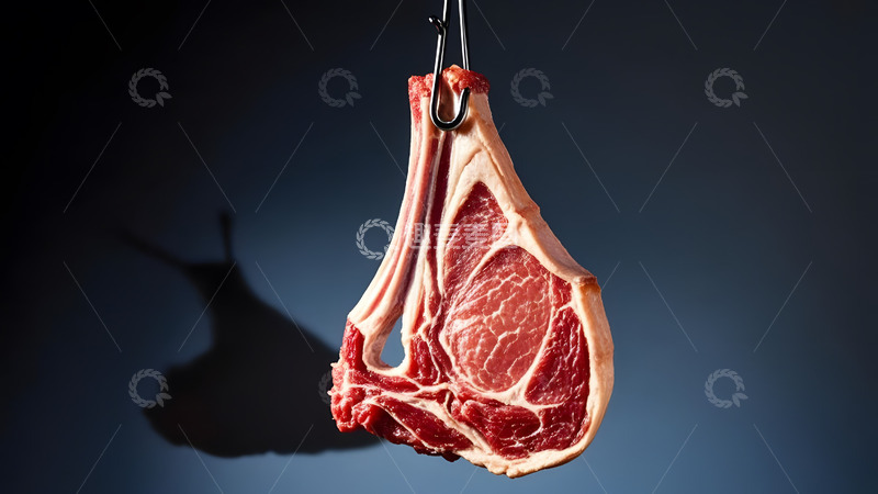 高清大图下载【趣麦麦图】悬挂的生羊肉腿准备烹饪